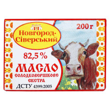 Масло Новгород-Северский Селянское сладкосливочное 82,5% 200г mini slide 1