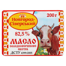 Масло Новгород-Северский Селянское сладкосливочное 82,5% 200г mini slide 2