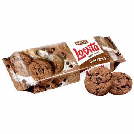 Печенье Roshen Lovita с какао и кусочками шоколадной глазури 150г slide 1