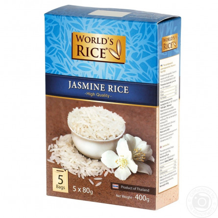 Рис World's Rice Жасмін довгозернистий шліфований в пакетиках 400г slide 1