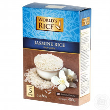 Рис World's Rice Жасмин длиннозерный шлифованный в пакетиках 400г mini slide 1