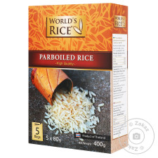 Рис World's Rice длиннозерный шлифованный пропаренный в пакетиках 400г mini slide 1