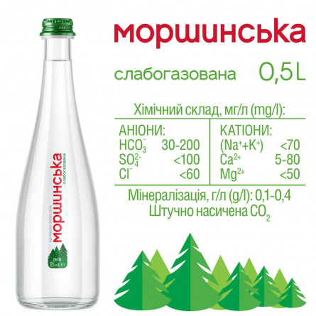 Вода минеральная Моршинская Премиум слабогазированная стекляная бутылка 0,5л slide 3