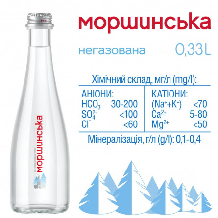 Вода мінеральна Моршинська Преміум негазована скляна пляшка 0,33л slide 3