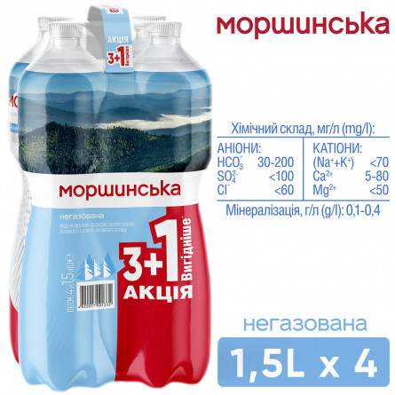 Вода мінеральна Моршинська негазована 4шт*1,5л slide 2