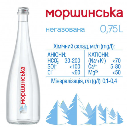 Вода минеральная Моршинская Премиум негазированная стекляная бутылка 0,75л slide 2