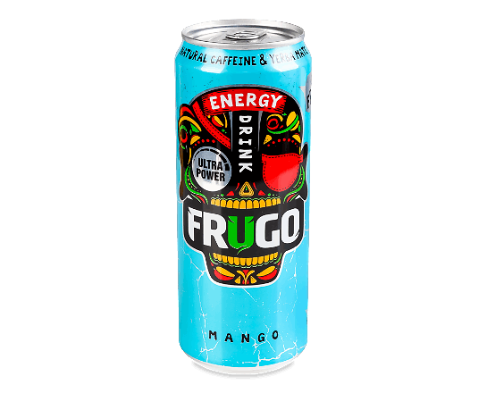 Напій енергетичний Frugo Wild Punch Blue безалкогольний з/б, 0,33л