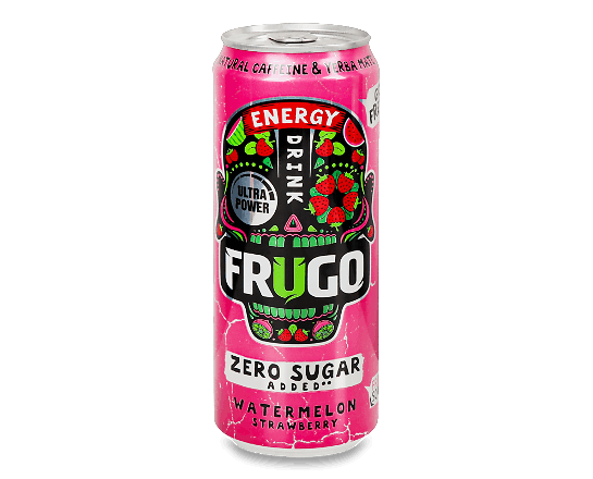 Напій енергетичний Frugo Wild Punch Pink безалкогольний з/б, 0,33л