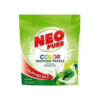 Мийний засіб. Капсули для прання 10 шт Neo Pure для кольорових тканин м/уп 