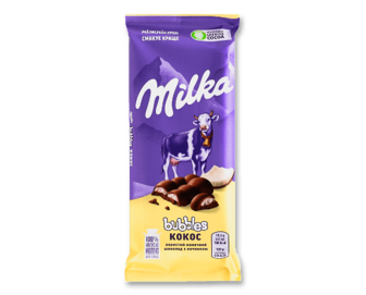 Шоколад молочний Milka Bubbels пористий з кокосом, 97г