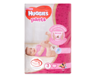 Підгузки-трусики Huggies Pants для дівчаток 3 (6-11 кг), 58шт/уп