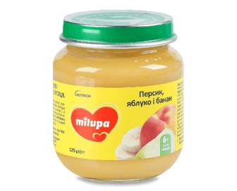 Пюре Milupa яблуко-банан-персик, 125г