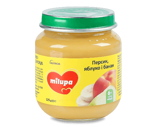 Пюре Milupa яблуко-банан-персик, 125г