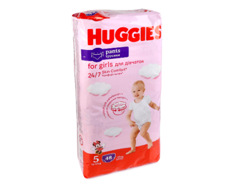 Підгузки-трусики для дівчинки Huggies 5 (12-17 кг), 48шт