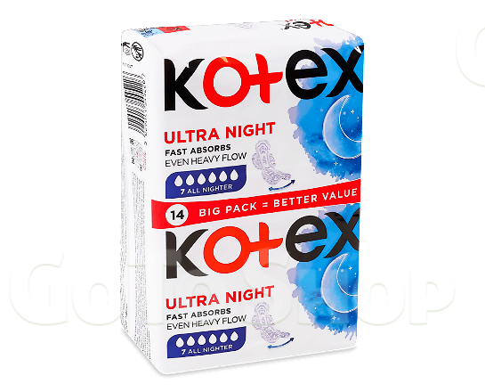 Прокладки гігієнічні Kotex Ultra Night, 14шт/уп