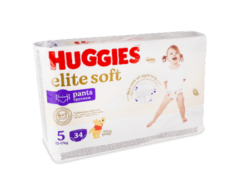 Підгузки-трусики Huggies Elite Soft 5 (12-17 кг), 34шт