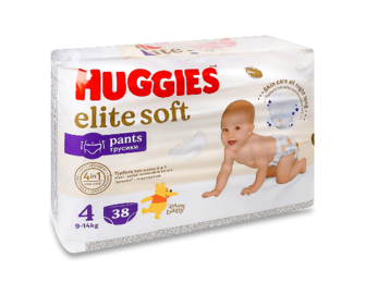 Підгузки-трусики Huggies Elite Soft 4 (9-14 кг), 38шт