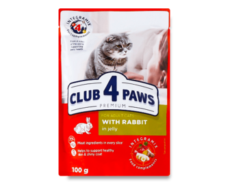 Корм для котів Club 4 Paws з кроликом в желе, 100г