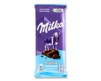 Шоколад молочний Milka Bubbles пористий, 80г