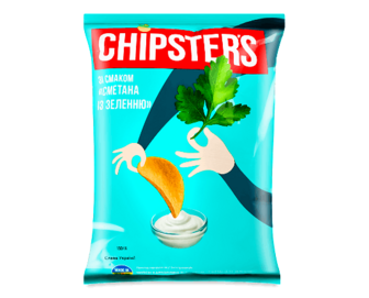 Чипси Flint Chipster's натуральні зі смаком сметани та зелені, 130г