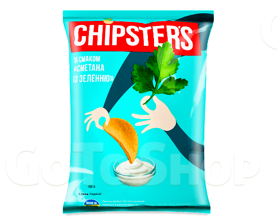 Чипси Flint Chipster&#039;s натуральні зі смаком сметани та зелені, 130г