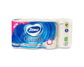 Папір туалетний Zewа Deluxe Delicate Care білий 3-шаровий, 8шт