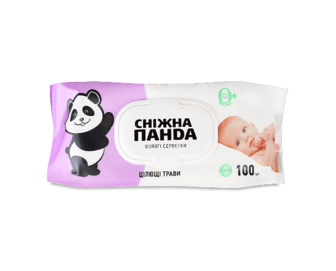 Серветки вологі для немовлят «Сніжна панда» «Цілющі трави», 100шт