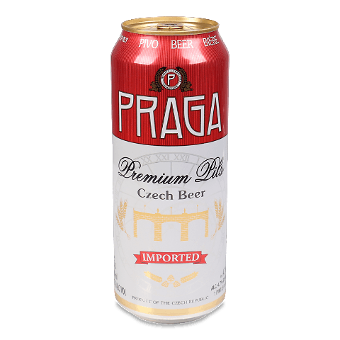 Пиво Praga Premium Pils 4,7% світле з/б 0,5л
