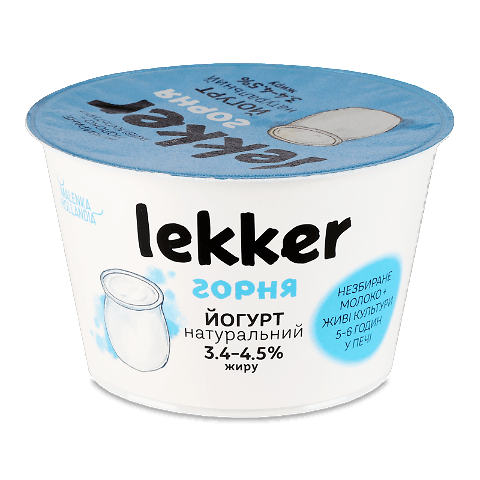 Йогурт Lekker натуральний  3,4 - 4,5% 180г