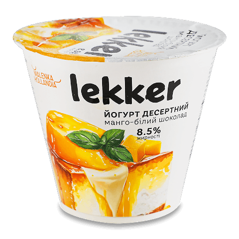 Йогурт Lekker Манго білий шокол десертний 8,5% ст 180г