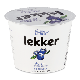 Йогурт Lekker з чорницею по-грецьки 3% 230г