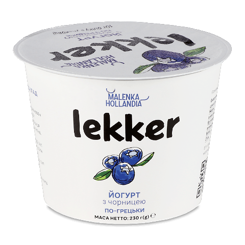 Йогурт Lekker з чорницею по-грецьки 3% 230г