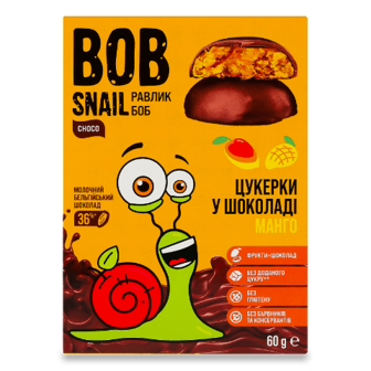 Цукерки Bob Snail мангові бельгійський молочний шоколад 60г