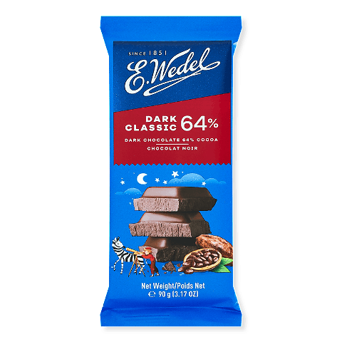 Шоколад чорний E.Wedel 64% 90г