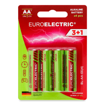 Батарейки лужні Euroelectric  АА 1.5V LR6 4 шт./уп. 4шт