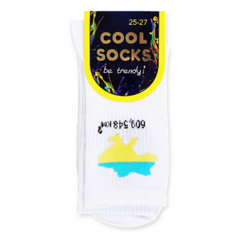 Шкарпетки чоловічі Cool Socks «Карта України» р. 25-27 білі 1 пара