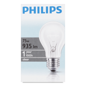 Лампа Philips 75W А60 звичайна E27 шт