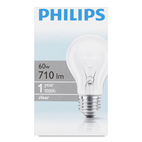 Лампа Philips 60W А60 звичайна E27 шт