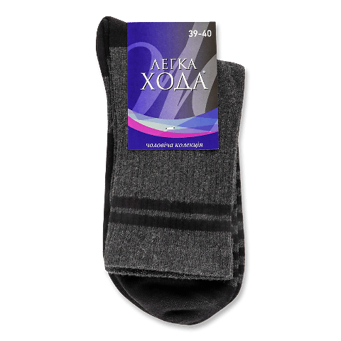 Шкарпетки чоловічі «Легка Хода» 6334 метал меланжево-чорні р. 25 1 пара