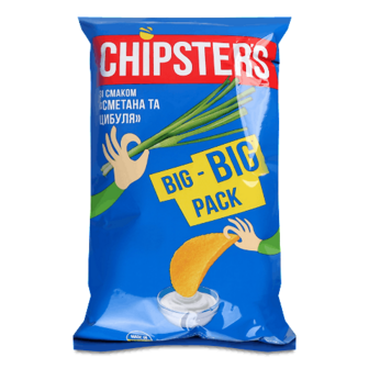 Чипси Flint Chipster's картопл смак сметани-цибулі 180г