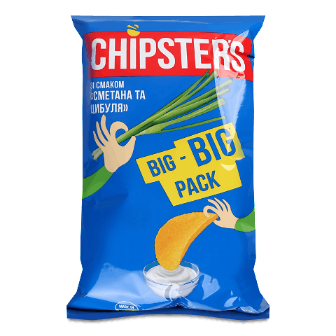 Чипси Flint Chipster&#039;s картопл смак сметани-цибулі 180г