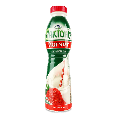 Йогурт Лактонія Полуниця з пребіотиком 1,5% 450г