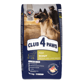Корм для дорослих собак великих та середніх порід Club 4 Paws Scout сухий 14кг