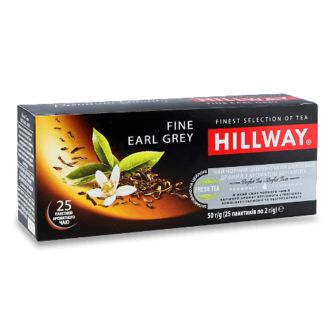 Чай чорний Hillway Fine Earl Grey з ярличком 25*2г/уп