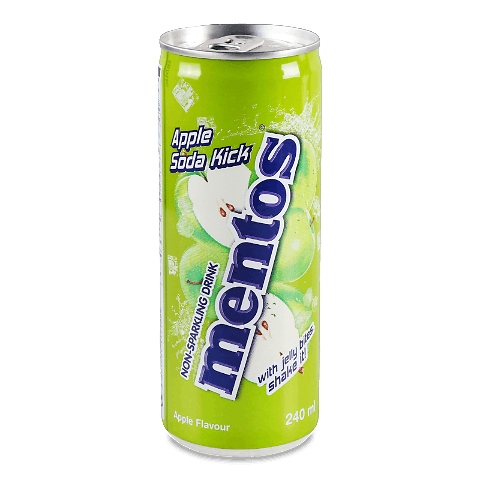 Напій Mentos Apple Soda Kick газований з/б 0,24л