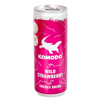 Напій енергетичний Komodo Wild Strawberry газований з/б 0,25л