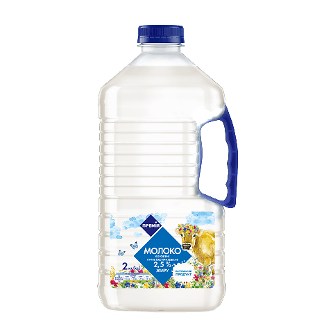 Молоко «Премія»® питне пастеризоване 2,5% пляшка 2000г