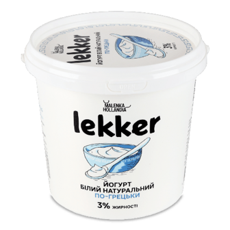 Йогурт Lekker по-грецьки білий натуральний 3% 1кг
