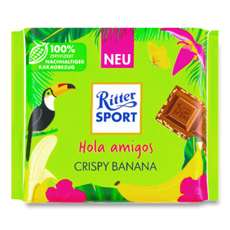 Шоколад молочний Ritter Sport банан-хрусткий рис 100г