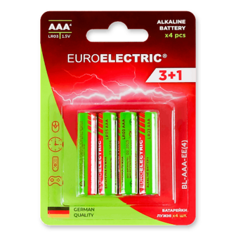 Батарейки лужні Euroelectric  ААА 1.5V LR03 4 шт./уп. 4шт